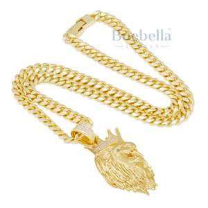 3D Boss Roaring Lion Necklace Iced Out Hip Hop Colgante para hombres, símbolo audaz de poder y liderazgo - Product Image 3