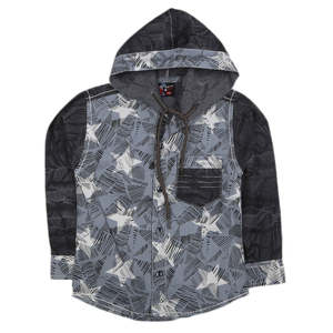 Chemise à capuche décontractée à manches longues pour garçons - Gris - Product Image 1