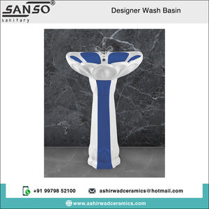 Lavabo de manos de cerámica de diseño moderno Último nuevo estilo Fregadero de pedestal Artículos sanitarios de un solo orificio para el hogar Hotel Forma ovalada - Product Image 2