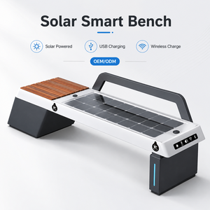 Panchina Solare Intelligente da <span class=keywords><strong>Esterno</strong></span> con Ricarica Wireless e USB, Seduta Multifunzionale per Parchi a Tema e Attrazioni - Product Image 1