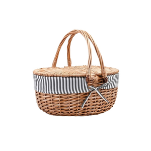 Venta al por mayor personalizable cesta de almacenamiento de ratán con asas al aire libre Camping Picnic cesta con tapa Vietnam suministro directo de fábrica - Product Image 1