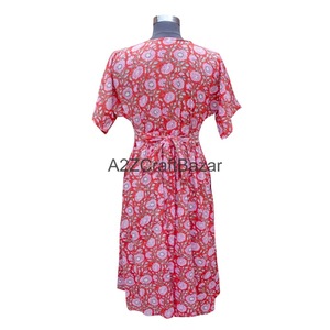 Vestido Largo Estampado Floral de Algodón con Cuello en V, Estilo Maxi, para Mujer, Ropa de Fiesta, para la Playa, de Fabricante y Exportador Indio - Product Image 6