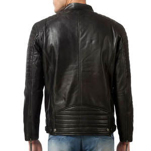 Chaqueta Casual High Street Faux Genuine Leather con cremalleras frontales y costura de panel Diseño texturizado elegante - Product Image 2