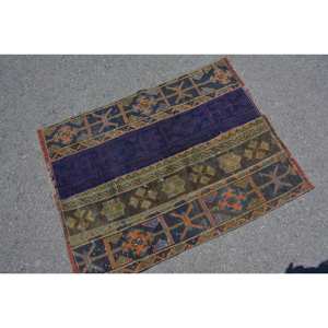 Hecho a mano bohemio azul naranja Vintage turco alfombra 2,7X3,5 pies lana gran área Patchwork rectángulo pasillo látex habitación alfombra - Product Image 4