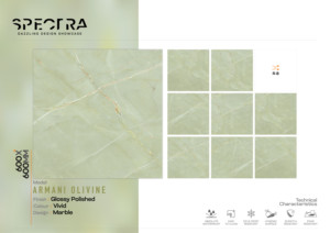 Carreaux en porcelaine vitrifiée brillante 600x600 mm, finition A rmani Olivine-brillante, qualité A A A+, carreaux 60x60 cm pour chambre à coucher et salon de luxe - Product Image 2