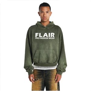 Sweat à capuche surdimensionné et court pour homme, broderie usée personnalisée OEM, poids lourd - Product Image 2