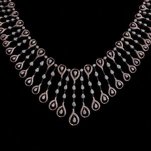 Precious Handmade Luxury Astra Diamond <b>Necklace</b> Set with Natural Diamonds in White Yellow and Rose Gold 18KT IGI Certified - Product Image 2