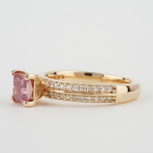 Classique Total 1.00ct princesse coupe fantaisie rose couleur laboratoire cultivé diamant pavé ensemble Peekaboo Igi certifié femmes bague de mariage - Product Image 4
