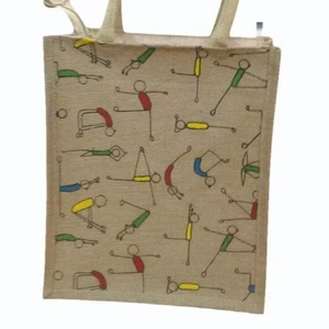 Reusable Jute <b>Tote</b> <b>Bag</b> Wine Storage Packaging Custom Logo Printed Dot Pattern Felt Storage <b>Bag</b> Handled Reusable Hemp Material - Product Image 1