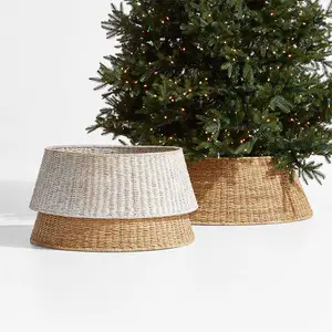 Cestini per la copertura della gonna degli alberi del giacinto d'acqua intrecciati a mano con decorazioni natalizie a basso prezzo all'ingrosso