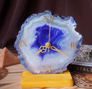 Horloge sous-verre en Agate marron de qualité Export avec jante plaquée or pour la décoration de la maison au meilleur prix de vente - Product Image 2
