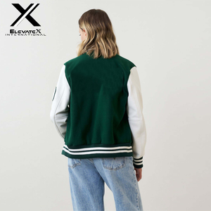 Chaqueta universitaria de invierno de lana 100% personalizable XL para mujer, longitud larga, a prueba de viento, relleno de algodón, bordado teñido liso, venta al por mayor - Product Image 4