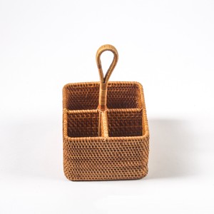 Décor à la maison cuisine tiroir accessoires couverts plateau organisateur rotin support plateau paniers pour ustensiles - Product Image 4