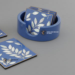 Best Quality Durable Blue & <b>White</b> Mother of Pearl 24-Piece Square Eco-Friendly <b>Coaster</b> Set Elegant Available in Bulk Quantity - Product Image 5