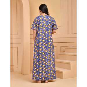 Robe de nuit confortable en coton bleu avec fermeture boutonnée, tissu popeline doux, logo personnalisé ODM pour la maison, demoiselle d'honneur, taille XS - Product Image 6