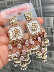 Dernières boucles d'oreilles design en nacre (MOP) Style ethnique indien élégant avec artisanat délicat parfait pour toutes les occasions - Product Image 5