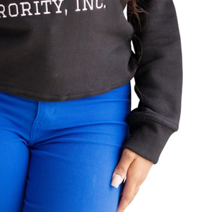 Big Z Zeta Chenille Sweat Coton Polaire Sororité Vêtements Zeta Phi Beta Brodé Bleu Pull Ras Du Cou pour Femmes - Product Image 6