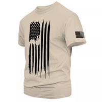 T-shirt unisexe à manches courtes en coton mélangé polyester, motif drapeau américain patriotique, écologique, séchage rapide, respirant, logo personnalisé, toutes tailles