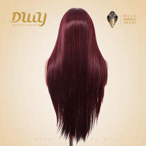 Seraphine-DWY 28-Inch Silky Straight Burgundy Lace Front <b>Wig</b> 13x6 Free Part with Transparent Lace - Product Image 3