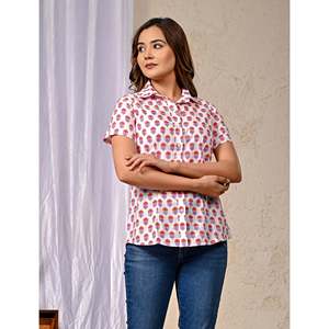 Camisa Blanca de Algodón Estampada de Manga Media para Mujer, Estilo Floral Retro, Popelina Satinada, Larga, Talla XL, para Fiestas de Otoño - Product Image 6