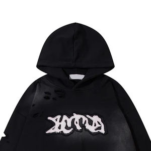 Custom Graphic Zipper Vintage Embroidery Patchwork Heavyweight Distressed <b>Applique</b> <b>Patch</b> Stone Acid Wash Waterproof Winter - Product Image 3