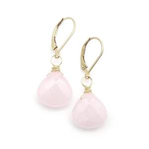 ต่างหูแบบก้านรูปหัวใจทำจากหินควอทซ์ลายกุหลาบแบบคลาสสิกหุ้มหัวใจหยดน้ำสีทองสำหรับเป็นของขวัญ - Product Image 2