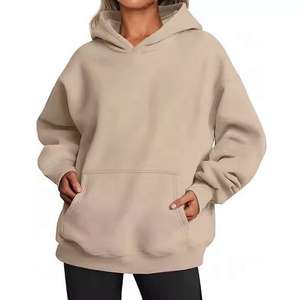 Femmes de haute qualité coton polaire sweat à capuche surdimensionné à manches longues pull sweat poche imprimé tricoté automne hiver tenue - Product Image 3