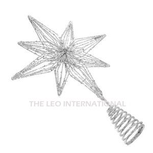 Dernier modèle Acier métal argent étincelle forme d'étoile creuse Xmas Christmas tree topper 10X1X12 Inch taille décoration de Noël - Product Image 3