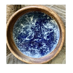 Bol en bois avec matériau de stratification d'autocollant de haute qualité avec époxy et résine Bol de service en bois d'acacia à un prix abordable - Product Image 5