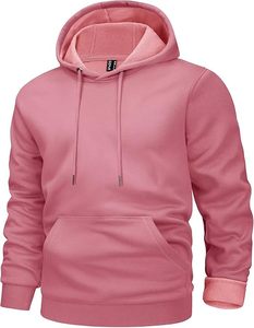 Sudadera con capucha de invierno para hombre 100% algodón polar transpirable liso teñido holgado ajuste - Product Image 3