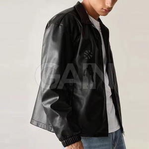 Outdoor Riding <b>Jacket</b> Men Vintage <b>Leather</b> Canvas <b>Jacket</b> <b>Retro</b> Biker Fashion New Arrival Winter Front Logo - Product Image 3