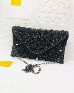 Handmade Elegant Designer Stone Studded <b>Evening</b> <b>Bag</b> Flap Pattern Fashionable Stone Clutch for Women's Weddings Parties & Events - Product Image 5