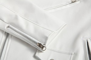 Chaqueta de cuero auténtico blanca ajustada para hombre, ropa informal con cremallera de locomotora, prendas de vestir de moda para hombre, abrigos para hombre - Product Image 5