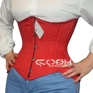 Underbust steelboned bông đỏ eo đào tạo Corset ở lại sexy và tự tin với màu đỏ bông cong Corset