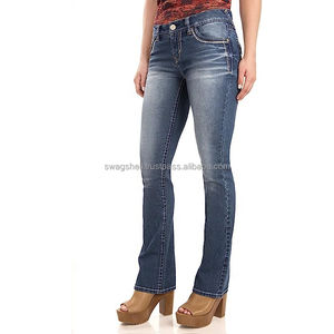 2025 Venta caliente Jeans de mezclilla para mujer Nueva llegada Pantalones vaqueros de mezclilla de moda con parte inferior de campana alta Color y logotipo personalizados - Product Image 1