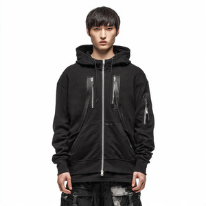 Acid <b>wash</b> style design pattern Dual Zip-opener Hoodie Sweatshirt <b>Men</b> Fleece Oversized Drop Shoulder Winter Casual Hoodie Jumper - Product Image 5