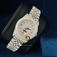 Montre-bracelet automatique de luxe pour femme, édition limitée, avec diamants glacés, mouvement japonais mécanique, boîtier en acier inoxydable de 41 mm, cadran analogique en verre