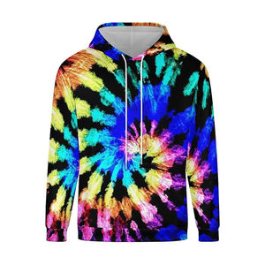 Tela suave recién llegado básicos algodón mezclado Tie Dye para hombres diferentes estilos logotipo personalizado mejor Material hombres Tie Dye sudaderas con capucha - Product Image 3