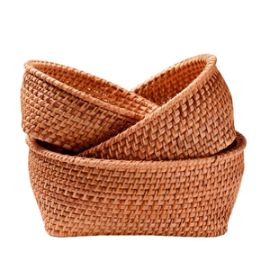 Paniers en rotin naturel écologiques et plateaux de service multifonctionnels avec poignée, design moderne pour la décoration, le rangement, les fruits, faits à la main - Product Image 1