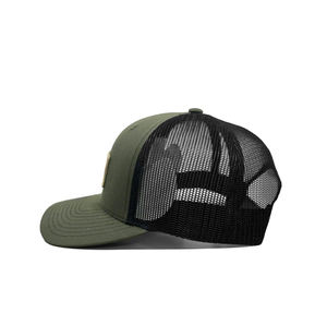 Casquettes de camionneur en toile denim olive personnalisées, logo brodé 3D, patch tissé, OEM, 6 panneaux, réglables, pour l'extérieur - Product Image 2
