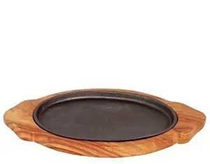 Plato de hierro caliente Sizzler en hierro fundido con acabado pulido perfecto para comedor gourmet y vajilla de restaurante uso diario - Product Image 2