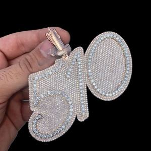 Colgante de letra inicial personalizado de Hip Hop, Plata de Ley 925, oro blanco, chapado en oro rosa, VVS Moissanite, joyería fina para fiesta de diamantes - Product Image 3