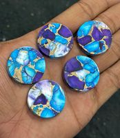 Pierres précieuses naturelles violettes bleues Dahlia Turquoise de qualité supérieure AAA+, lisses et polies, personnalisées, taille plate 25x25x6, pour bijoux DIY