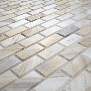 Athena Gold Beveled Marble Union <b>Mosaic</b> Tiles 12 X 12 Subway Pattern Water Resistant 8mm Thick for Interior Wall Decor - Product Image 3