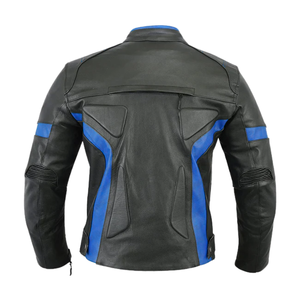 Veste d'équitation de moto en cuir de vachette véritable noir avec panneaux rouges Protections CE veste de moto de course sur route pour hommes - Product Image 5