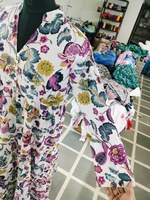 Robe longue maxi pour femme en coton biologique naturel, style bohème chic, col chemise, manches cloche, imprimé tropical, pour l'été et les plages