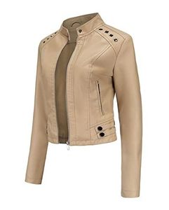 Veste en cuir d'hiver pour femmes, avec garniture en fausse fourrure, capuche, coupe-vent, respirante, doublure en coton, tissu en toile durable, style vintage chic - Product Image 5