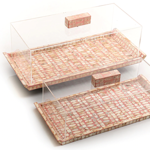 Plateau en nacre avec couvercle en acrylique Cadeaux magnifiques pour l'Aïd du Ramadan Plateaux et plateaux de service Mubarak - Product Image 5