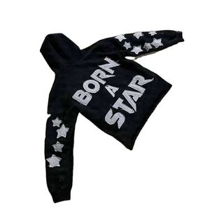 Personnalisé poids lourd 500 Gsm en détresse lavé sweats à capuche pour hommes Vintage ample surdimensionné Boxy recadrée hommes acide fané pull à capuche - Product Image 5