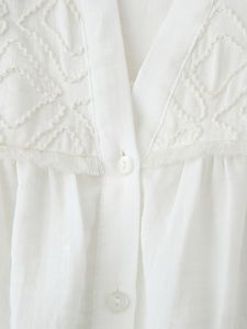 Blusa elegante de gasa para mujer, camisa informal de longitud regular con decoración, patrón sólido - Product Image 5